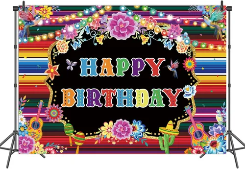 Miniatura 2 de Telón de fondo de cumpleaños mexicano para fotografía, fiesta temática, fiesta de cumpleaños, suministros de decoración, fondo de cabina de fotos