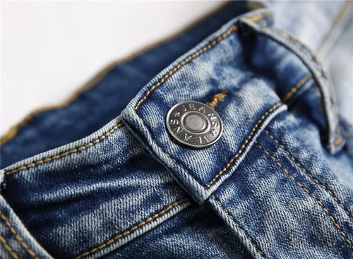 Miniatura 6 de AITITIA Jeans de corte recto lavado con cremallera para hombre