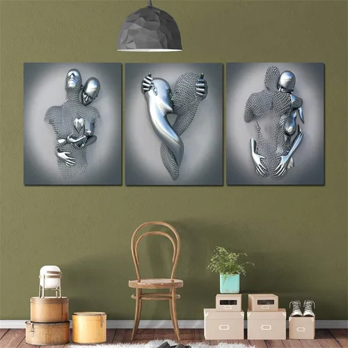 Miniatura 7 de Lienzo decorativo para pared para dormitorio, 16 x 20 pulgadas, póster de pintura romántica para pareja en blanco y negro, para abrazar a