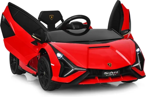 Miniatura 12 de OLAKIDS - Automóvil de paseo con licencia Lamborghini SIAN de 12 V para niños, vehículo eléctrico para niños pequeños con control remoto, juguete