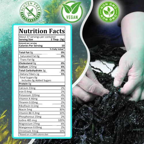 Miniatura 2 de Ocean's Balance Wakame Flakes orgánico – Algas marinas de la costa de Maine – Verduras marinas del océano Atlántico, perfectas para dieta