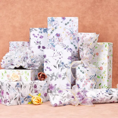 Miniatura 2 de Larcenciel 60 hojas de papel de seda floral vintage, papel de seda de arte de flores silvestres para bolsas de regalo y embalaje, suministros
