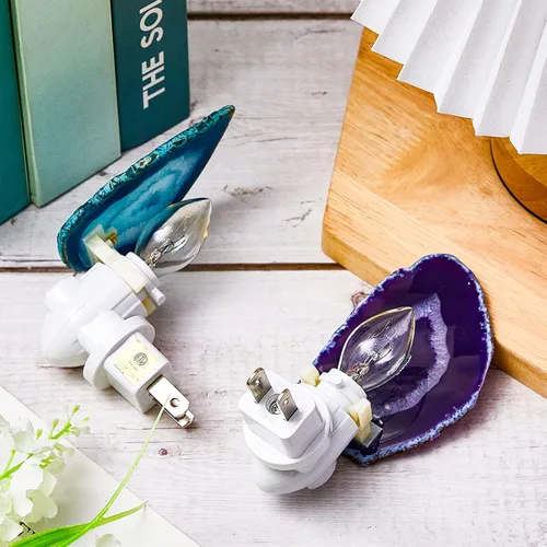 Miniatura 7 de Funtery 2 piezas de luz nocturna de ágata, luz nocturna de cristal enchufable a la pared con interruptor, lámpara de cristal LED, pasillo