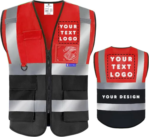 Miniatura 16 de Chaleco de seguridad con logotipo personalizado de alta visibilidad chaleco reflectante Ansi 5 bolsillos clase 2 Hi Vis seguridad construcción ropa
