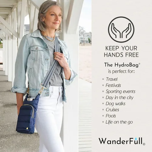 Miniatura 7 de WanderFull® HydroBag® original, se adapta al soporte para botellas de agua de hasta 32 onzas con correa, cuerpo cruzado manos libres, bolsa