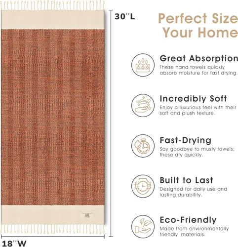 Miniatura 3 de EPHESUS TOWELS Toallas de Mano - Juego de 2 18" x 30" - Toalla de Mano Turca Decorativa para Baño, Cocina, Invitados, Cara, Cabello, Té, Paño