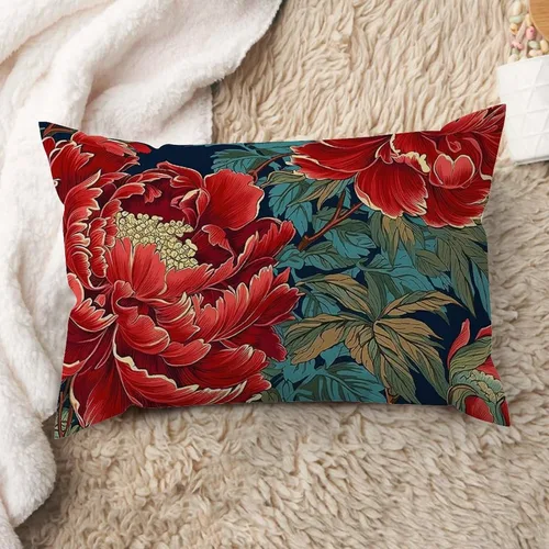 Miniatura 36 de ArogGeld Fundas de cojín de estilo chinoiserie, diseño de flores y pájaros, color rosa rubor, diseño de animales de pavo real, jardín asiático