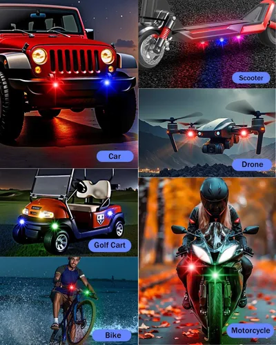 Miniatura 6 de Luces estroboscópicas LED inalámbricas con control remoto, luces de advertencia anticolisión recargables por USB, impermeables, luces LED