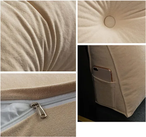 Miniatura 4 de Almohada de cuña para dormir, cabecero de espalda, cojín triangular largo, almohadas de lectura para sentarse en la cama para adultos con funda