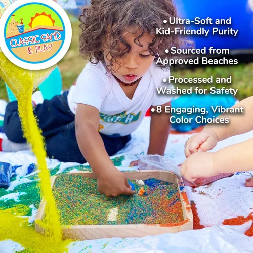 Miniatura 9 de Arena clásica de juego de color arcoíris Sand and Play, bolsa de 20 libras, natural y no tóxica, divertida húmeda y seca en interiores y exteriores