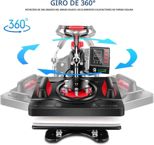 Miniatura 4 de AKEYDIY - Prensa de calor profesional 8 en 1, máquina de sublimación de 12" X 15", máquina de presión para camisas, con oscilación de 360° - Prensa