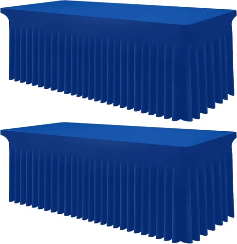 Miniatura 40 de Smiry Mantel de Spandex, Mantel Elástico Ajustable Extensible para Mesas Rectangulares de 6 Pies, Falda Cubierta de Mesa Impermeable y Lavable