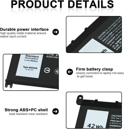 Miniatura 3 de TSKYBEAR WDX0R - Batería para portátil compatible con Dell Inspiron 15 5000 5567 5570 5565 5568 5578 7000 7560 7570 7573 7569 7579 13 5368 5378 17
