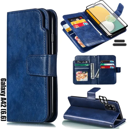Funda tipo cartera para Galaxy A42 (5G) de 6.6 pulgadas [3+ ranuras para tarjetas] Tarjeta de visita de identificación, ranura para tarjetas de
