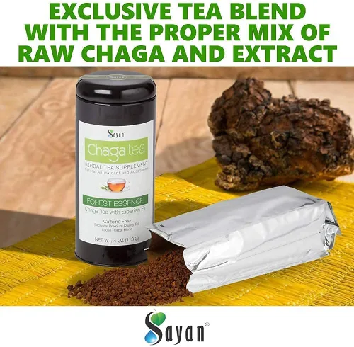 Miniatura 6 de Sayan Té prémium de hongos chaga siberianos con abeto, mezcla exclusiva de crudo y extracto, 4 onzas de cosecha silvestre y sin cafeína