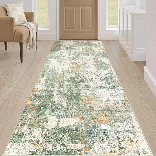 Miniatura 4 de Alfombra de pasillo lavable para cocina: 3 x 10 pies, antideslizante, abstracto, suave, moderno, resistente a las manchas, para interiores, piso