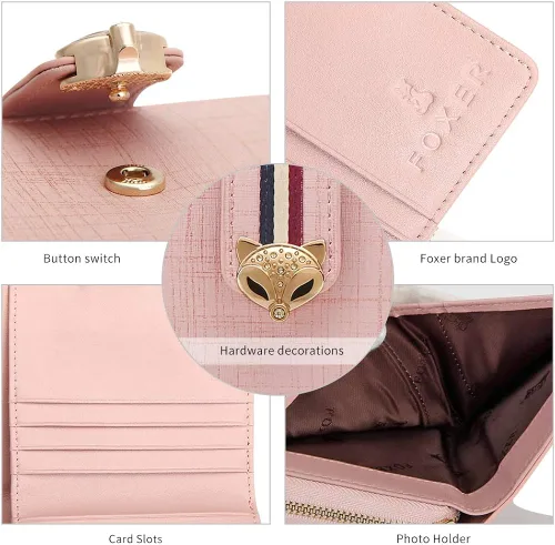 Miniatura 5 de FOXER Carteras pequeñas para mujer, monederos con cremallera para tarjetas de crédito, Classic