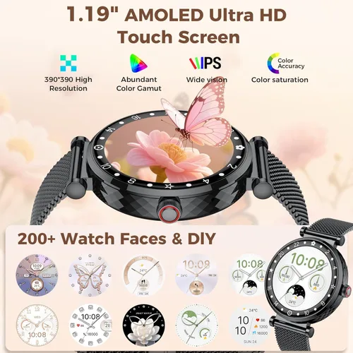 Miniatura 5 de Matast Smart Watch for Women, 1.19" AMOLED Display Fitness Tracker Bluetooth Make/Answer Call, Watches with 110+ Sports Modes/Heart Rate/SpO2/Sleep