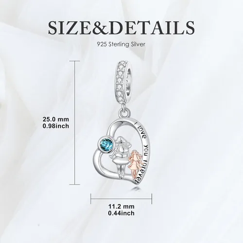 Miniatura 21 de PROESS Dije para padre, madre e hija, pulsera de plata de ley para pulseras, regalos de cumpleaños, día de San Valentín, para hija, madre, amante
