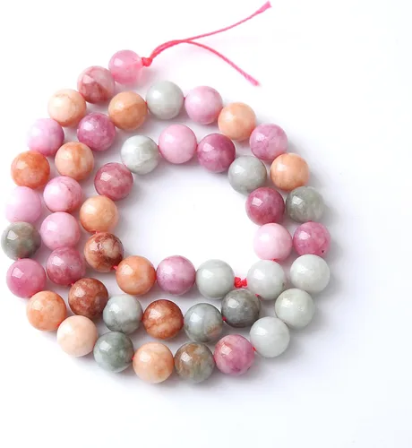 Miniatura 5 de 45 piezas de cuentas de piedra natural de arco iris de Alashan de 8 mm de ágata para hacer joyería, cuentas de piedra de 15" para pulseras