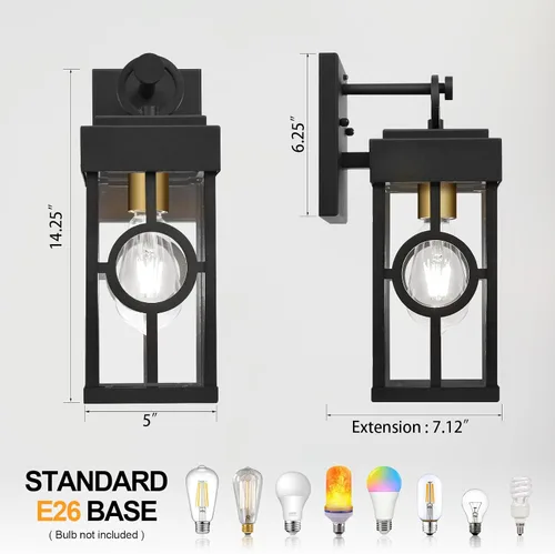 Miniatura 5 de ALVIME - Iluminación de pared para exteriores del atardecer al amanecer, lámpara exterior de 13 pulgadas, aplique de pared al aire libre, luces