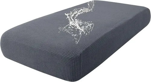 Miniatura 92 de hyha Fundas impermeables para cojines de sofá para mascotas, funda antideslizante para asiento de sofá para perros lavable, tela de jacquard Gris