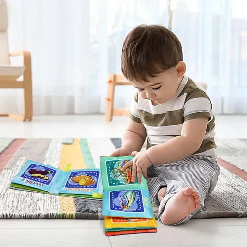Miniatura 7 de Dr.Rapeti Libros de Tela Suave para Bebés Libros de Baño Paquete de 6 para Bebé Infante Niño Pequeño Niños Arrugados Chirriantes Lavables Colorido 1