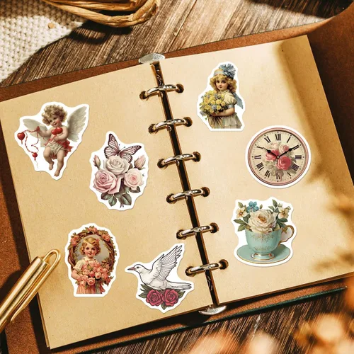 Miniatura 5 de Yoksas 50 piezas de calcomanías vintage victorianas - Calcomanías de vinilo impermeables de arte antiguo para laptops, botellas de agua, álbumes