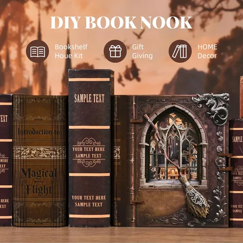 Miniatura 5 de MiniCity Kit de rincón de libros, kit de casa en miniatura para adultos, adolescentes y principiantes, casa de muñecas, biblioteca de biblioteca