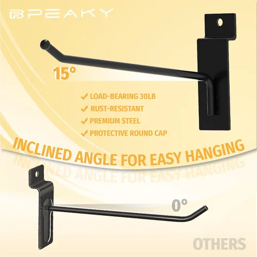 Miniatura 2 de Ganchos de pared para listones negros de 10 cm, 25 piezas, ganchos para pared de listones resistentes, ganchos para exhibición para venta al por