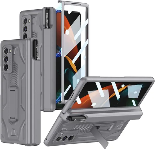 Miniatura 9 de Miimall Funda para Galaxy Z Fold 2 con protección de bisagra, protector de pantalla de alta transparencia, protector de bisagra magnético, soporte