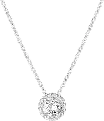 PAVOI 14K Gold Plated Post Faux Diamond Round Solitaire Pendant Halo Necklace Gold Necklace for Women Slider Adjustable