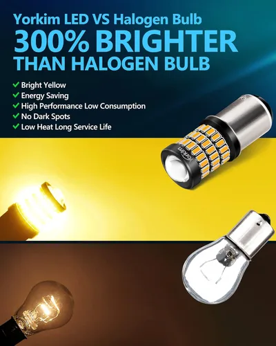 Miniatura 4 de Yorkim Bombillas LED superbrillantes 1157 ámbar, 9-30 V 1157 2057 2357 7528 BAY15D bombilla LED con proyector, repuesto para luz intermitente, luz