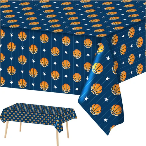 Mantel deportivo de baloncesto, equipo de cumpleaños, baby shower, fiesta, suministros de decoración, plástico, desechable, 108 x 54 pulgadas