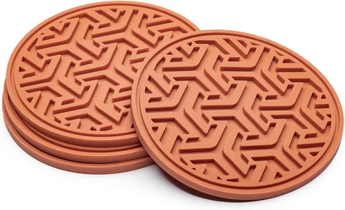Posavasos para protección de mesa, juego de 4 posavasos antideslizantes de goma de silicona para mesa auxiliar, escritorio y más, hechos en Estados
