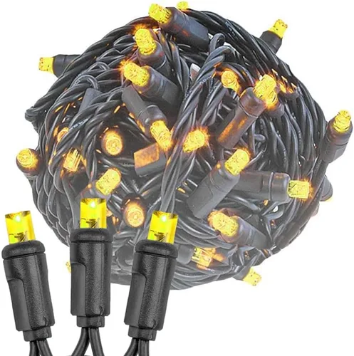 Miniatura 6 de Novelty Lights Guirnalda de luces navideñas de 11 pies, 50 bombillas LED rosas en cable negro, espacio de 2.5 pulgadas, iluminación conectable