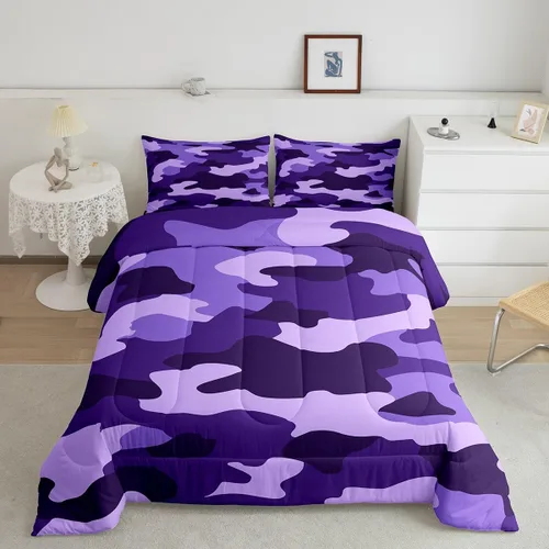 Miniatura 26 de Feelyou Juego de edredón de camuflaje naranja para niños, tamaño individual, juego de ropa de cama de camuflaje estilo militar para niños y niñas