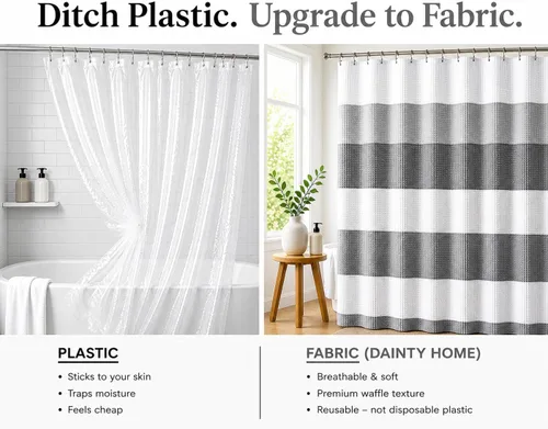 Miniatura 6 de Dainty Home Cortina de ducha de tejido Waffle en degradado azul agua - 70" x 72" - Cortina de ducha de mezcla de poliéster resistente al agua - La