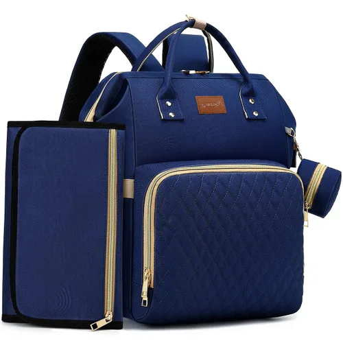 Miniatura 12 de ROSEGIN Mochila para pañales con cambiador, funda para chupete, bolsa de bebé para niños y niñas pequeños - grande, elegante, bolsa de pañales