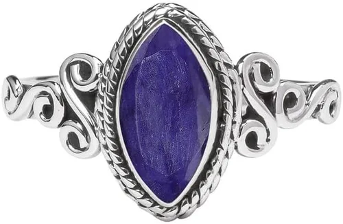 Miniatura 29 de Anillo de plata de ley 925 con piedras preciosas para mujeres y niñas, hecho a mano, anillo de promesa de piedras preciosas naturales, regalo