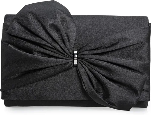 CHARMING TAILOR Bolso formal de satén con lazo para mujer, bolso de embrague elegante para bodas, bailes, fiestas
