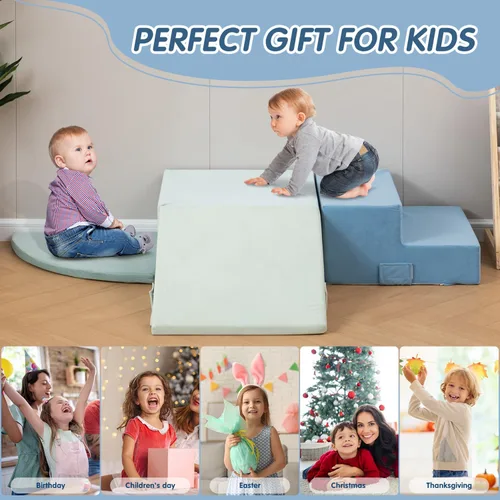 Miniatura 3 de CAPAKIDS Juguetes grandes de escalada para niños pequeños de 4 piezas para interiores, bloques de espuma con velcro, clásico