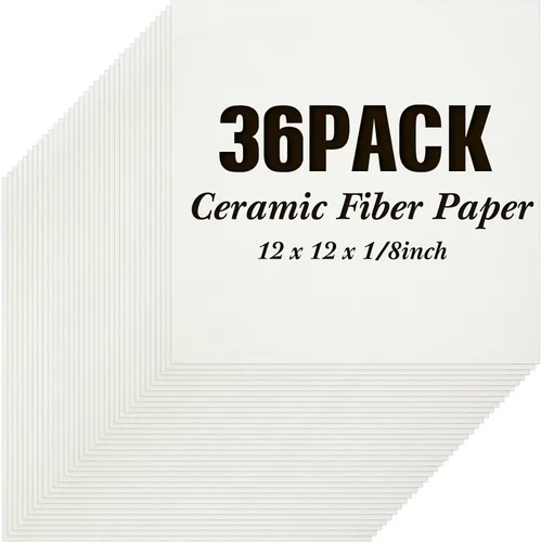 Ctosree 36 juntas de aislamiento de papel de fibra de cerámica o revestimiento para horno, papel de horno blanco de alta temperatura, papel de