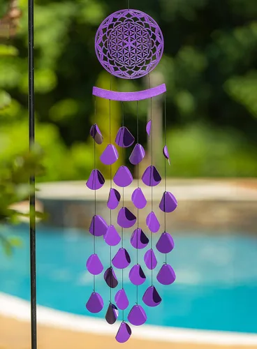 Miniatura 2 de VP Home Campanillas de viento de mandala brillante de 42 pulgadas para exteriores, carillones de viento de mandala brillante únicos, decoración al