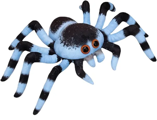 ELAINREN - Peluche de araña azul suave y realista, almohada de peluche de araña, animales de peluche esponjosos, muñeca de tarántula de peluche,