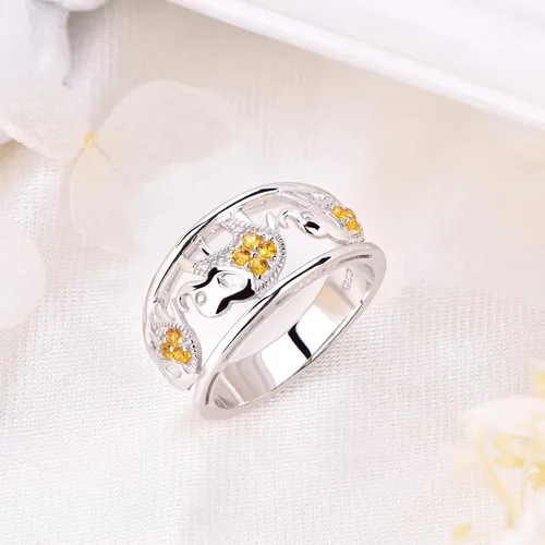 Miniatura 3 de JO WISDOM Anillo de elefante de plata de ley 925 con circonita cúbica