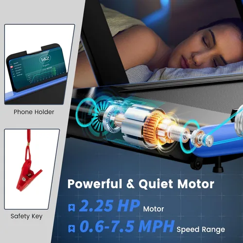 Miniatura 3 de GYMAX Almohadilla para caminar, 2 en 1, instalación gratuita debajo del escritorio, con monitor LED, aplicación inteligente/control remoto y altavoz