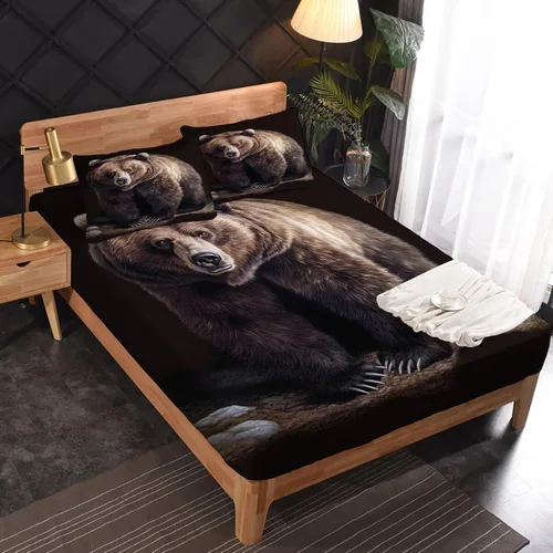 Miniatura 2 de Bear Sheets - Juego de sábanas de tamaño individual, sábanas de microfibra suave y bolsillo profundo, sábanas y fundas de almohada estampadas sin
