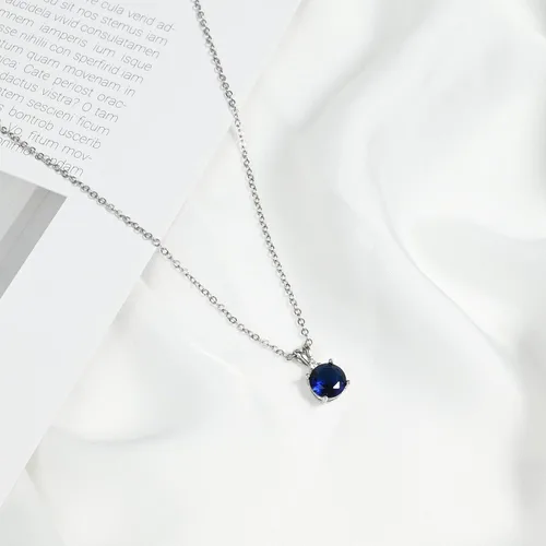 Miniatura 5 de 8mm Round Cubic Zirconia Sterling Silver Necklace Dainty Necklace Birthstone Jewelry Pendant Necklaces for Women