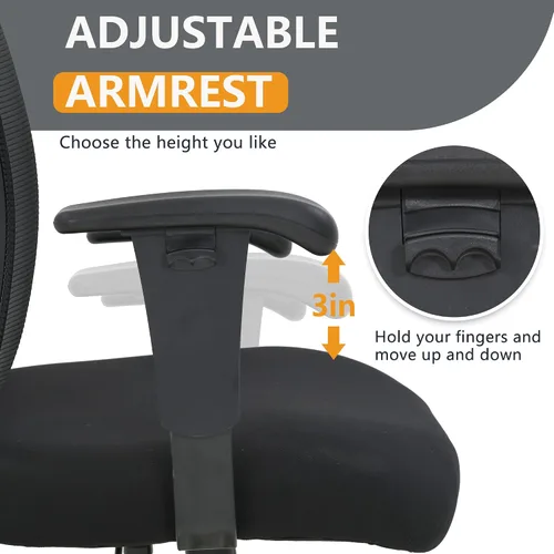 Miniatura 7 de Silla de escritorio ergonómica, silla de oficina, silla de computadora de 500 libras con soporte lumbar, asiento ancho, brazos ajustables